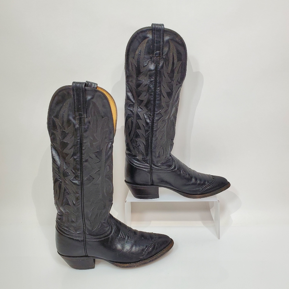 Tony Lama Tall Black Leather Boots